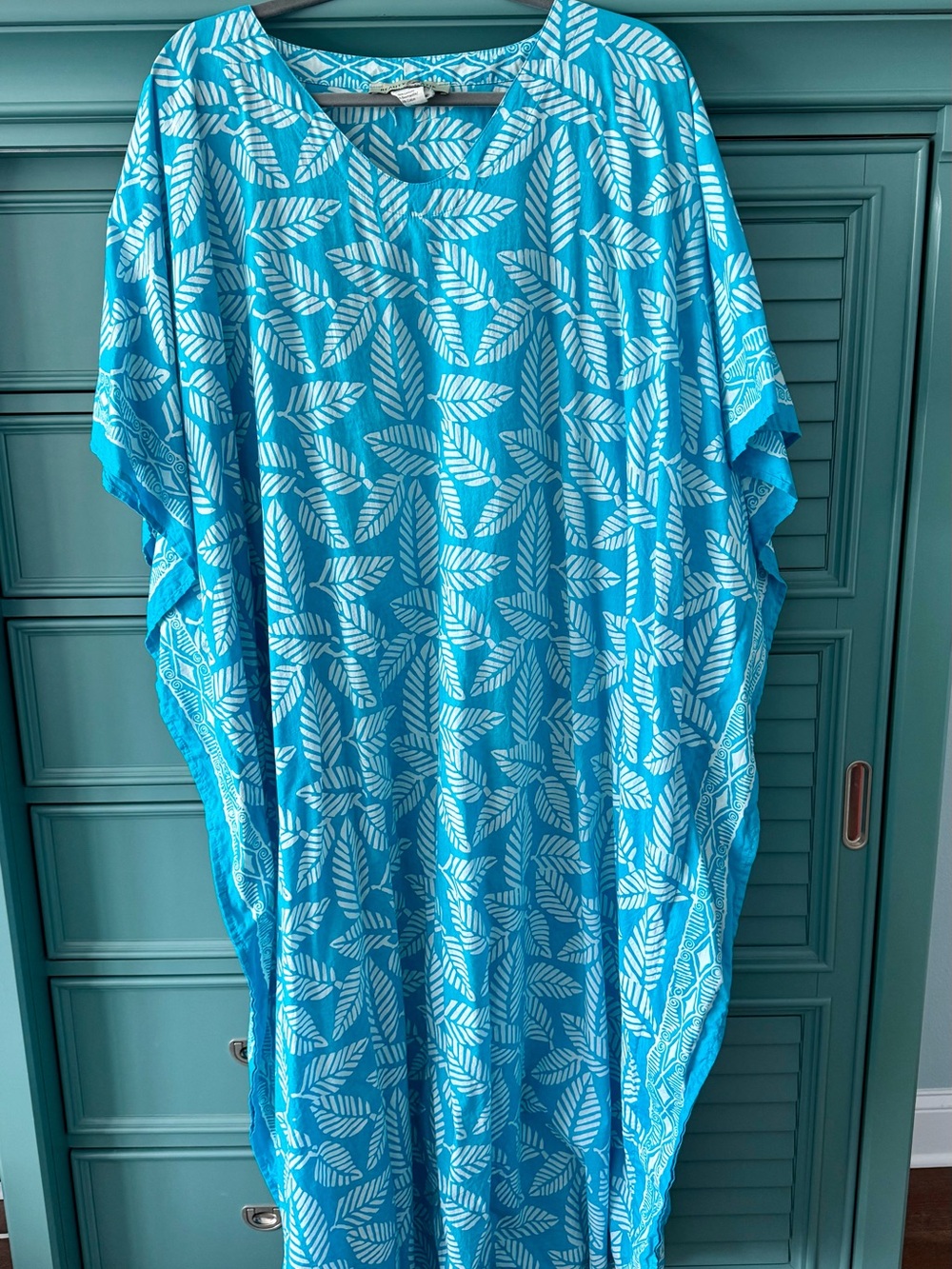 Women's 100% cotton Kaftan Turquoise Coverup 3X